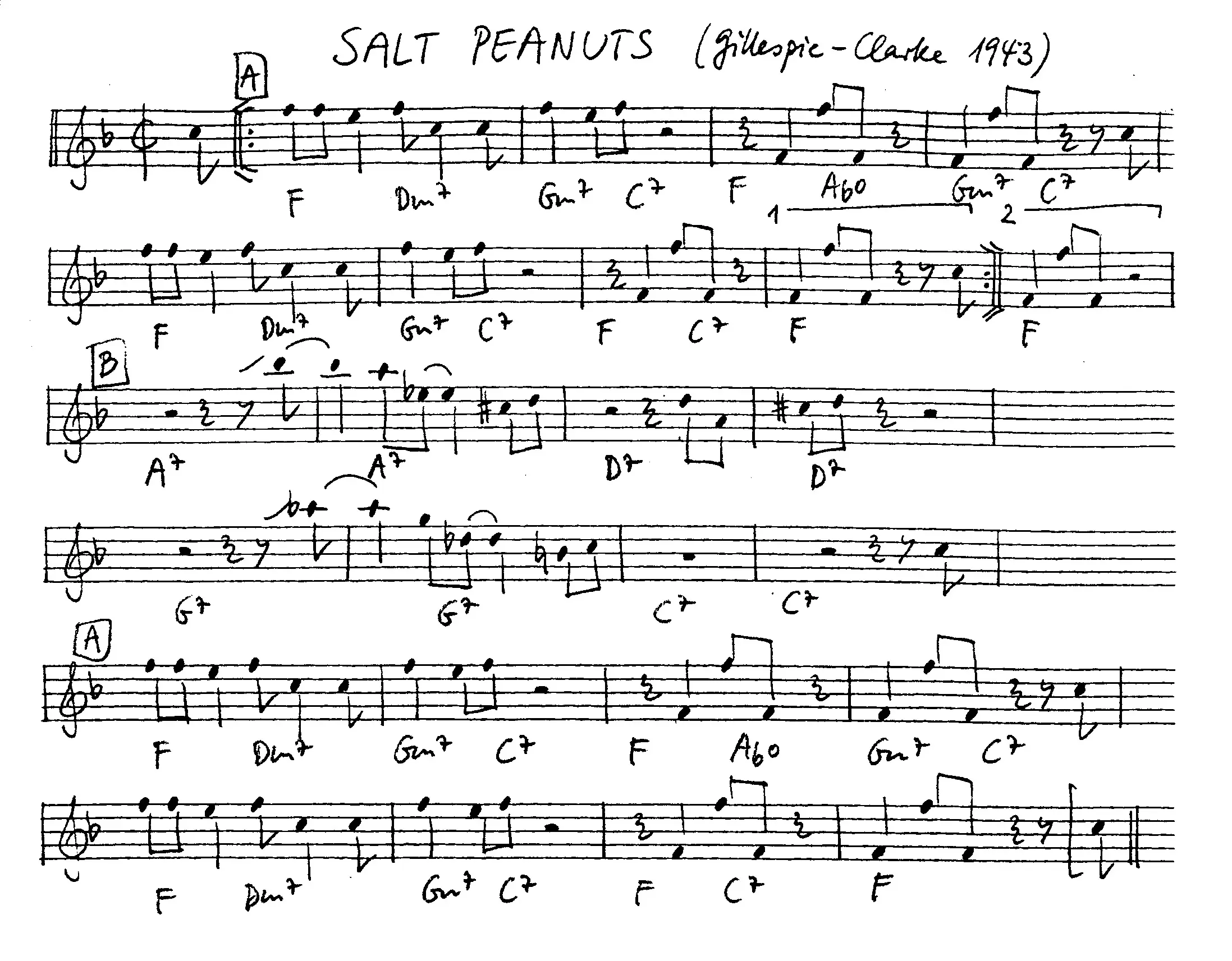 salt peanuts free jazz leadsheet - Courtesy of the Jungle Jazz Band